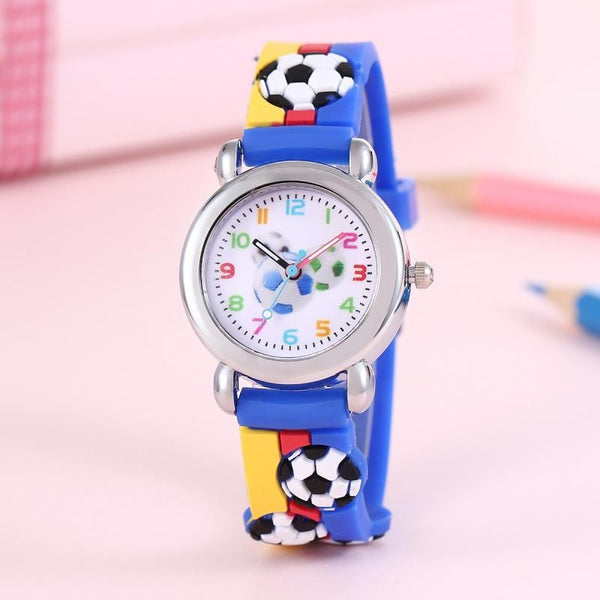 Cartoon Football Kids Quartz Watch - Silicone Band, Trendy Design