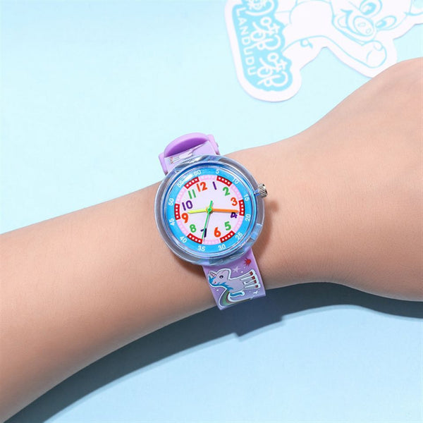 Children's Silicone Cartoon Transparent Quartz Watch, 3.0cm Dial