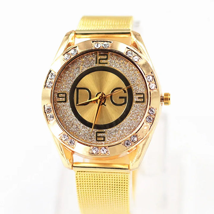 Fashion Luxury Watch Crystal Quartz Female Watch Gold Silver Stainless Steel Ladies Dress Watch