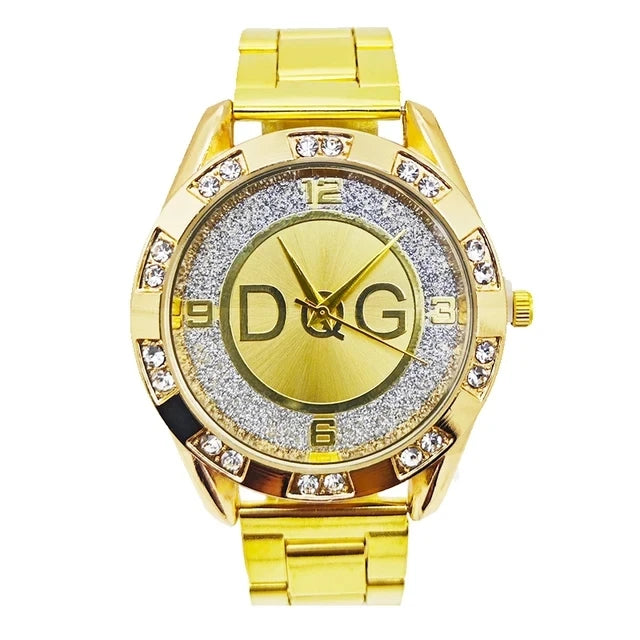 Fashion Luxury Watch Crystal Quartz Female Watch Gold Silver Stainless Steel Ladies Dress Watch