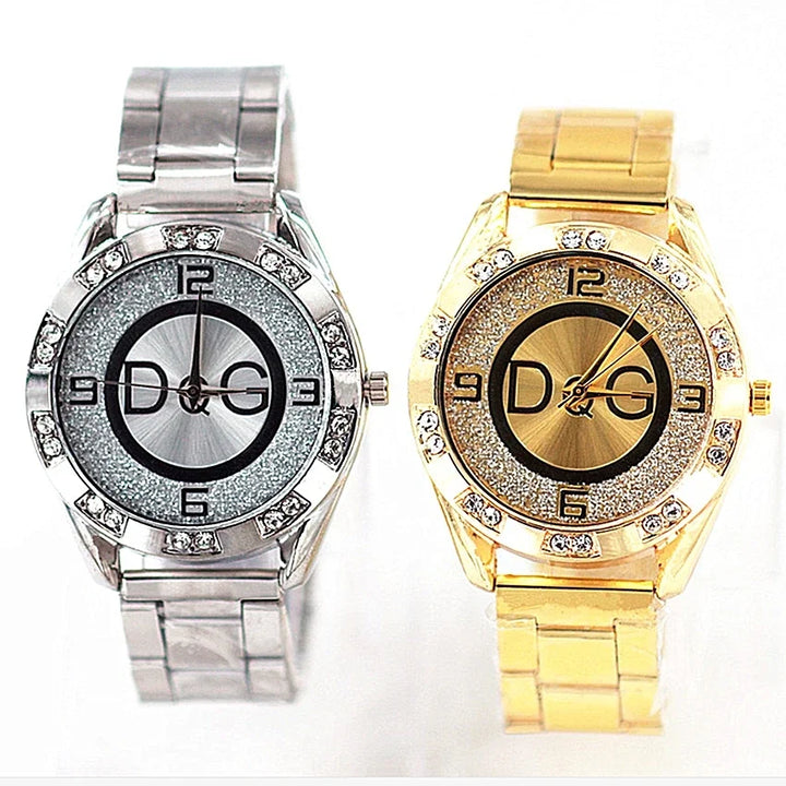 Fashion Luxury Watch Crystal Quartz Female Watch Gold Silver Stainless Steel Ladies Dress Watch