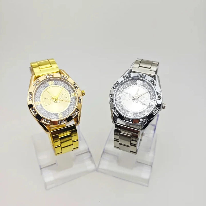 Fashion Luxury Watch Crystal Quartz Female Watch Gold Silver Stainless Steel Ladies Dress Watch